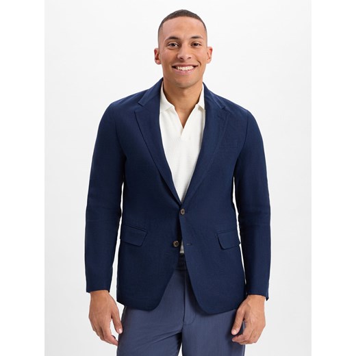 Polo Ralph Lauren Męska kurtka rekreacyjna Mężczyźni Modern Fit len granatowy jednolity ze sklepu vangraaf w kategorii Marynarki męskie - zdjęcie 180447623