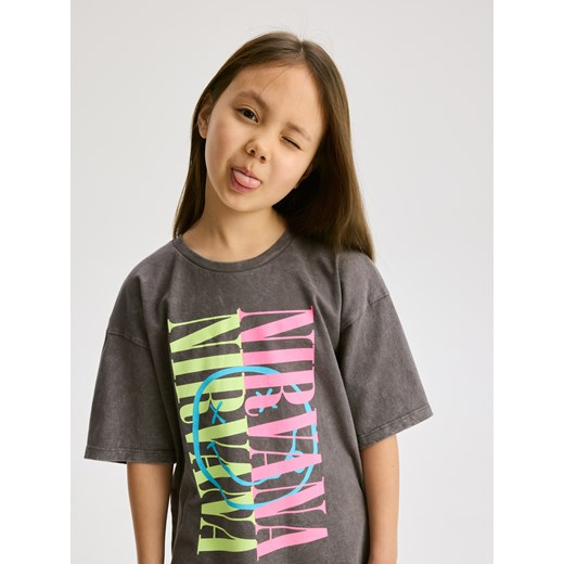 Reserved - T-shirt Nirvana - ciemnoszary ze sklepu Reserved w kategorii Bluzki dziewczęce - zdjęcie 180447984