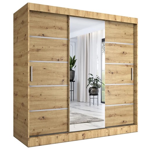 Szafa przesuwna 200 cm dąb artisan - Marmos 6X ze sklepu Edinos.pl w kategorii Szafy - zdjęcie 180449281