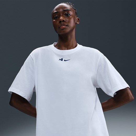 Bluzka damska Nike bawełniana biała z okrągłym dekoltem 