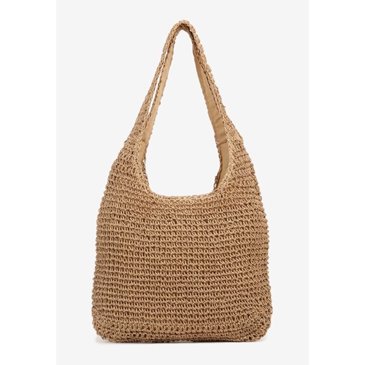 Ciemnobeżowa Torebka Typu Shopper z Plecionki Felevera ze sklepu renee.pl w kategorii Torby letnie - zdjęcie 180451981