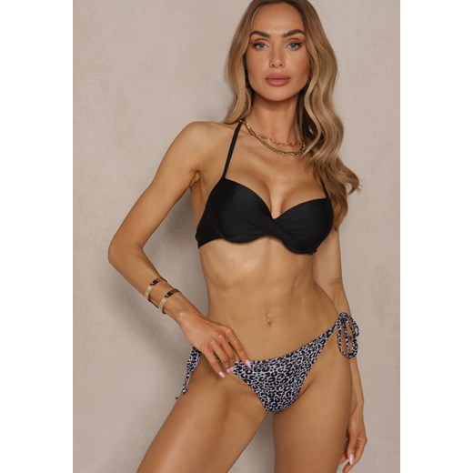 Czarne Wiązane Bikini Biustonosz Halter i Majtki Figi Savadine ze sklepu renee.pl w kategorii Stroje kąpielowe - zdjęcie 180452773