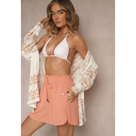 Pomarańczowe Szorty High Waist o Luźnym Kroju Mevaluna ze sklepu renee.pl w kategorii Szorty - zdjęcie 180452872