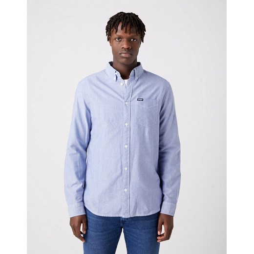 WRANGLER LS 1 PKT BUTTON DOWN MĘSKA KOSZULA MATERIAŁOWA MATERIAŁ BLUE TINT W5B1BMX7K 112320866 ze sklepu YouNeedit.pl w kategorii Koszule męskie - zdjęcie 180454602