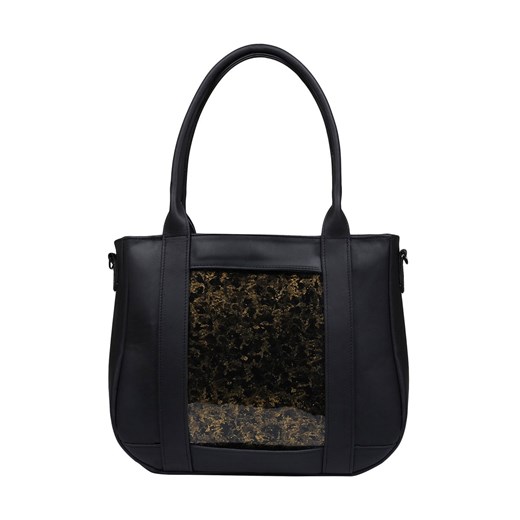 czarna torebka damska skórzana z wymienną wstawką shopper  Scarlett ze sklepu Słoń Torbalski w kategorii Torby Shopper bag - zdjęcie 180456551