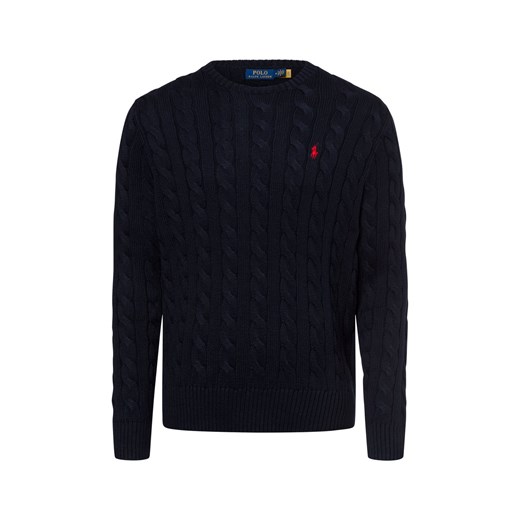 Polo Ralph Lauren Męski sweter Mężczyźni Bawełna granatowy jednolity ze sklepu vangraaf w kategorii Swetry męskie - zdjęcie 180456681