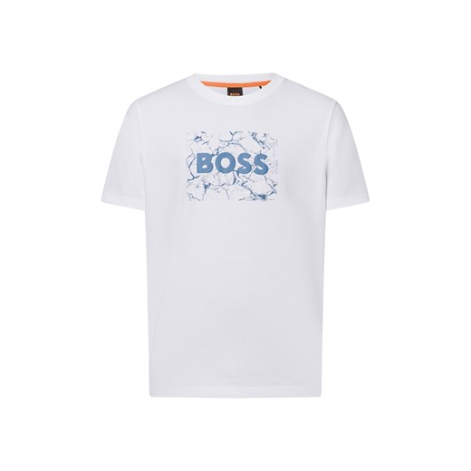 BOSS Orange Koszulka męska - Logospace Mężczyźni Bawełna biały nadruk ze sklepu vangraaf w kategorii T-shirty męskie - zdjęcie 180456691