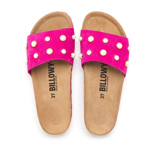 Billowy klapki damskie na płaskiej podeszwie różowe na lato bez zapięcia 