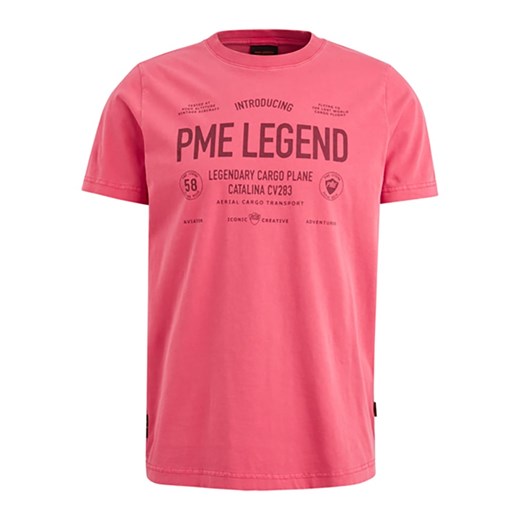 Różowy t-shirt męski Pme Legend z krótkim rękawem z bawełny
