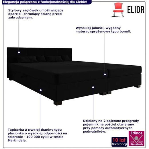 Czarne łóżko dwuosobowe z zagłówkiem Esceni 3X - 3 rozmiary Elior One Size Edinos.pl