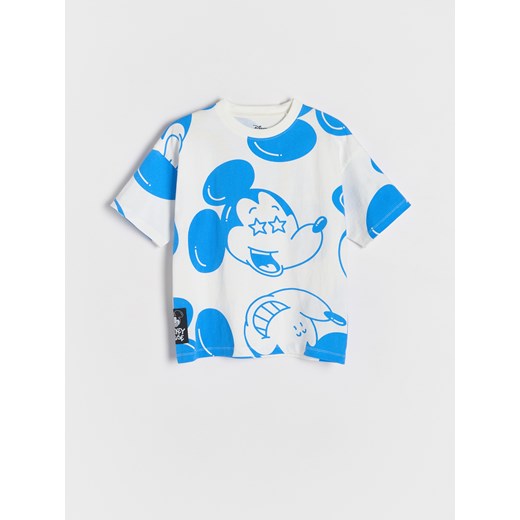 Reserved - Bawełniany t-shirt Mickey Mouse - złamana biel ze sklepu Reserved w kategorii T-shirty chłopięce - zdjęcie 180459762