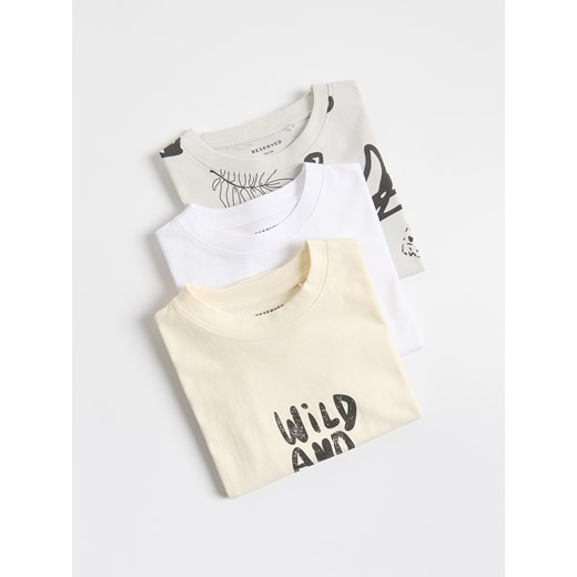 Reserved - Bawełniany t-shirt 3 pack - jasnoszary ze sklepu Reserved w kategorii T-shirty chłopięce - zdjęcie 180459801