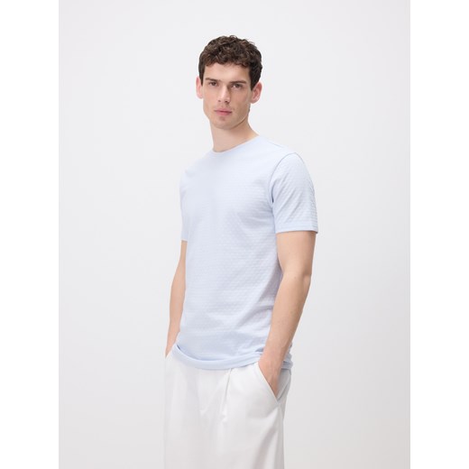 Reserved - Strukturalny t-shirt regular fit - jasnoniebieski ze sklepu Reserved w kategorii T-shirty męskie - zdjęcie 180459980