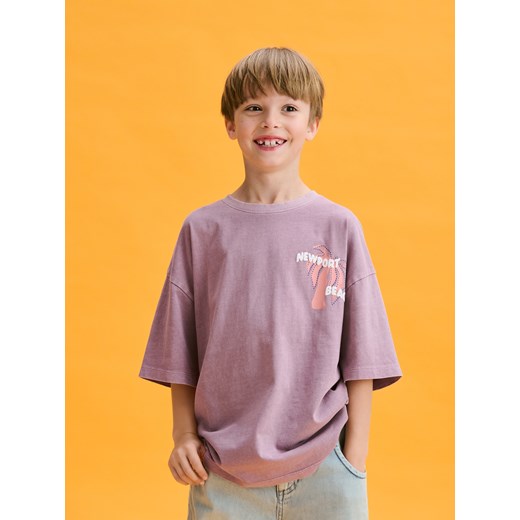Reserved - Bawełniany t-shirt oversize - fioletowy ze sklepu Reserved w kategorii T-shirty chłopięce - zdjęcie 180460221