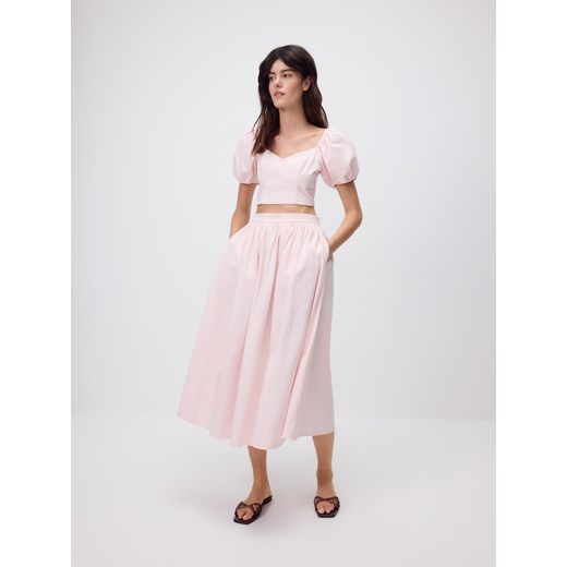 Reserved - Rozkloszowana spódnica midi - pastelowy róż Reserved M Reserved