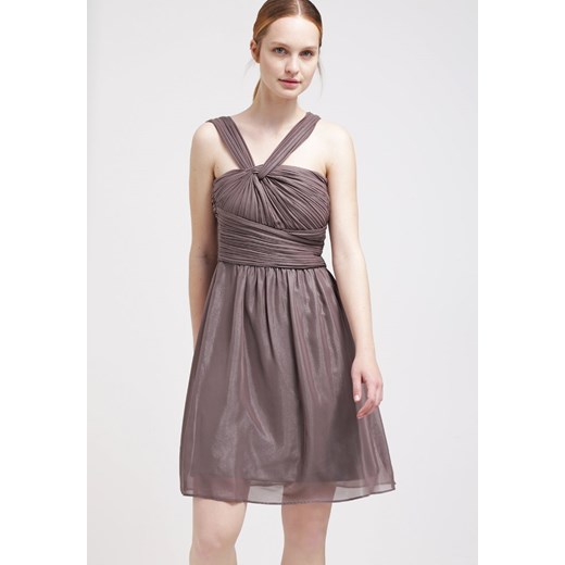 Esprit Collection Sukienka koktajlowa dark nougat zalando brazowy bez wzorów/nadruków