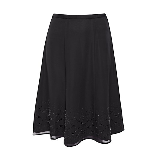 Elegancka spódnica z dżetami e-monnari czarny lamówka