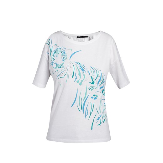 T-shirt ze szkicem tygrysa e-monnari bialy bawełna