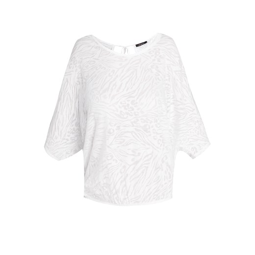 T-shirt z transparentnymi wstawkami e-monnari bialy bawełna