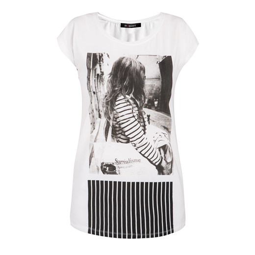 T-shirt black&white e-monnari bialy bawełna