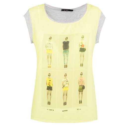 T-shirt z modelkami e-monnari zolty Bluzki z krótkim rękawem