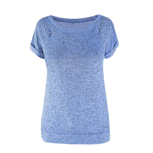 Swetrowa bluzka z dżetami e-monnari niebieski bawełna