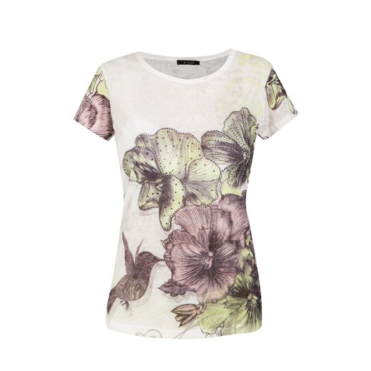 T-shirt z kwiatowym wzorem e-monnari bezowy kwiatowy
