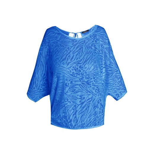 T-shirt z transparentnymi wstawkami e-monnari niebieski bawełna