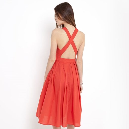 Sukienka z odkrytymi plecami la-redoute-pl pomaranczowy bawełna