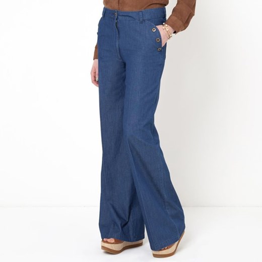 Szerokie spodnie dżinsowe la-redoute-pl niebieski bawełna