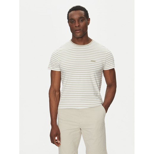 Calvin Klein T-Shirt Stretch Slim Stripe T-Shirt K10K114177 Biały Regular Fit ze sklepu MODIVO w kategorii T-shirty męskie - zdjęcie 181036633