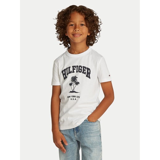 Tommy Hilfiger T-Shirt Palm Print KB0KB09649 D Biały Regular Fit ze sklepu MODIVO w kategorii T-shirty chłopięce - zdjęcie 181045440