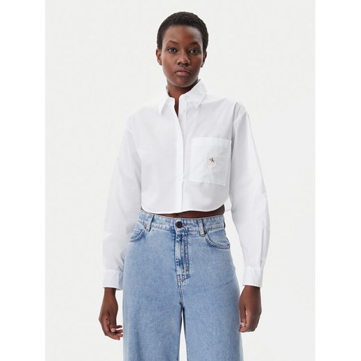 Calvin Klein Jeans Koszula J20J225078 Biały Relaxed Fit ze sklepu MODIVO w kategorii Koszule damskie - zdjęcie 181049500