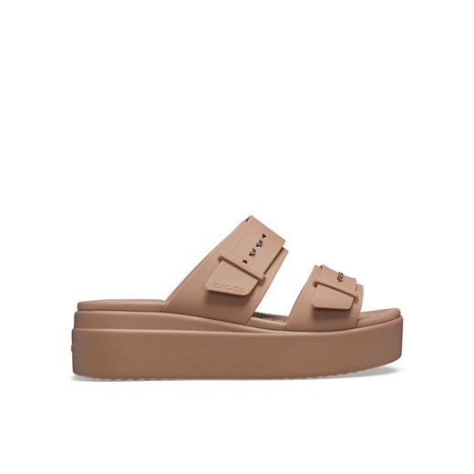 Crocs Klapki Brooklyn Low Wedge Sandal W 207431 Beżowy ze sklepu MODIVO w kategorii Klapki damskie - zdjęcie 181057110