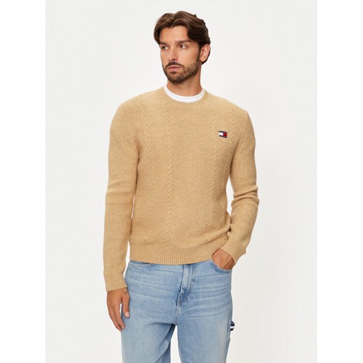 Tommy Jeans Sweter DM0DM19440 Beżowy Regular Fit ze sklepu MODIVO w kategorii Swetry męskie - zdjęcie 181059534