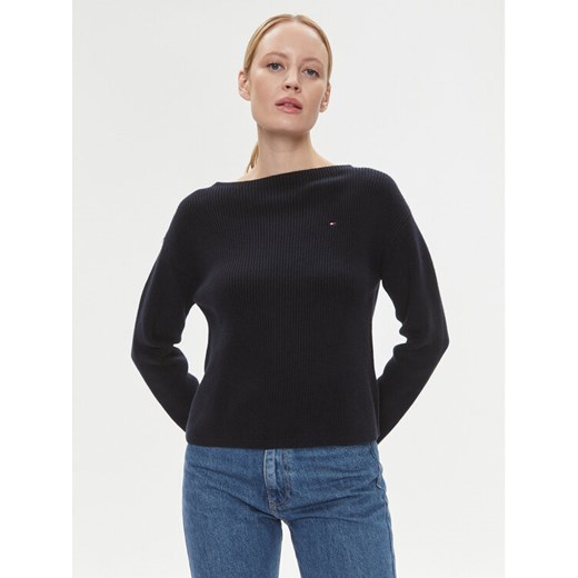 Tommy Hilfiger Sweter WW0WW40345 Granatowy Relaxed Fit ze sklepu MODIVO w kategorii Swetry damskie - zdjęcie 181062543