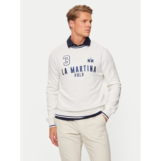 La Martina Sweter ZMS303 YW120 Écru Regular Fit ze sklepu MODIVO w kategorii Swetry męskie - zdjęcie 181066284