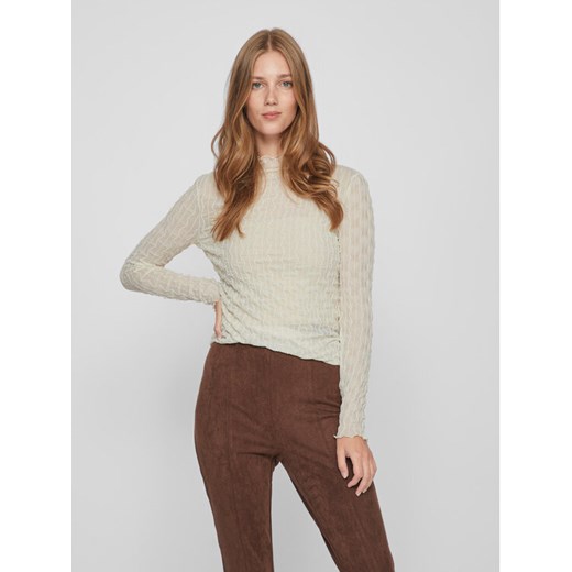 Vila Bluzka 14088387 Beżowy Slim Fit ze sklepu MODIVO w kategorii Bluzki damskie - zdjęcie 181066311