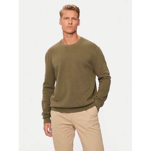 Tommy Hilfiger Sweter Essential MW0MW36347 Zielony Regular Fit ze sklepu MODIVO w kategorii Swetry męskie - zdjęcie 181072784