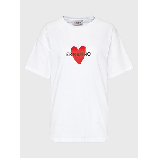 Ermanno Firenze T-Shirt D42EL023EK4 Biały Regular Fit ze sklepu MODIVO w kategorii Bluzki damskie - zdjęcie 181073554