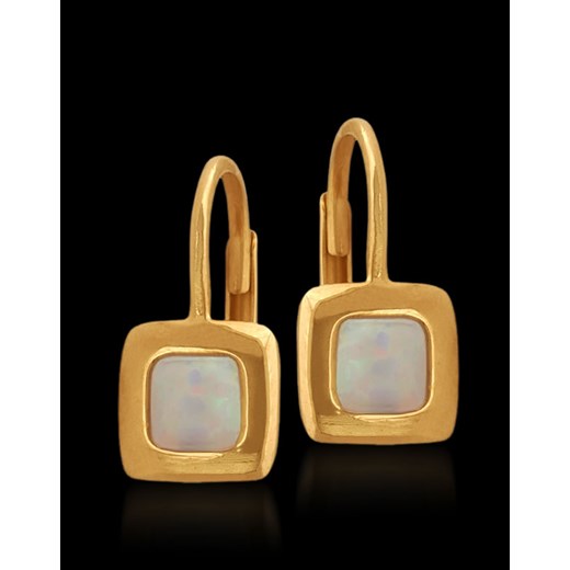 kolczyki złote kwadratowe opale jubiler-pl brazowy 