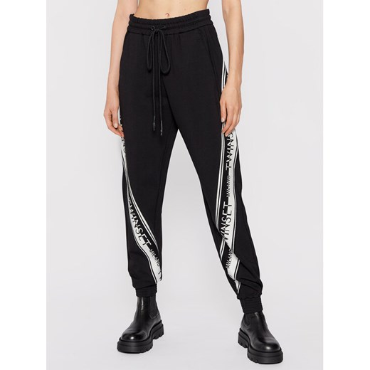 TWINSET Spodnie dresowe 212TT2383 Czarny Regular Fit ze sklepu MODIVO w kategorii Spodnie damskie - zdjęcie 181090664
