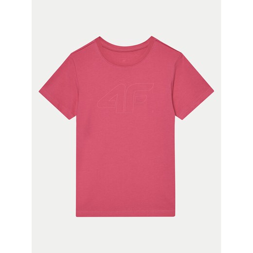 4F T-Shirt 4FJWMM00TTSHF1803 Różowy Regular Fit ze sklepu MODIVO w kategorii Bluzki dziewczęce - zdjęcie 181096404