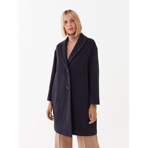 Peserico Easy Płaszcz wełniany M20095 04309 Granatowy Regular Fit Peserico Easy 40 MODIVO