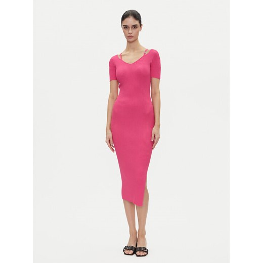 HUGO Sukienka dzianinowa Shaty 50538239 Różowy Slim Fit ze sklepu MODIVO w kategorii Sukienki - zdjęcie 181100283