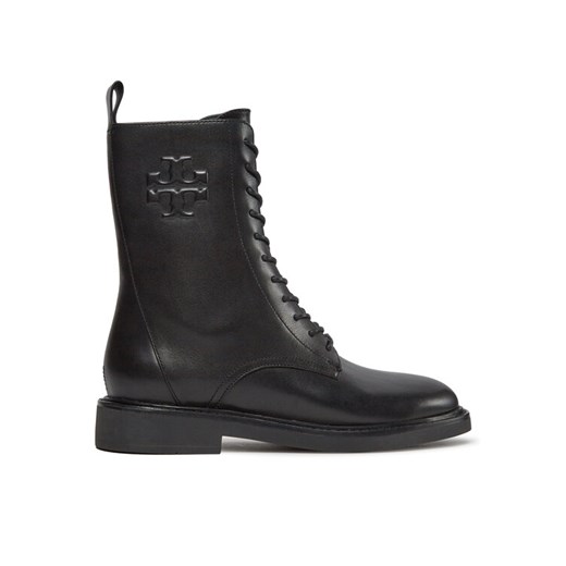 Tory Burch Botki Double T Combat Boot 154336 Czarny ze sklepu MODIVO w kategorii Workery damskie - zdjęcie 181102594