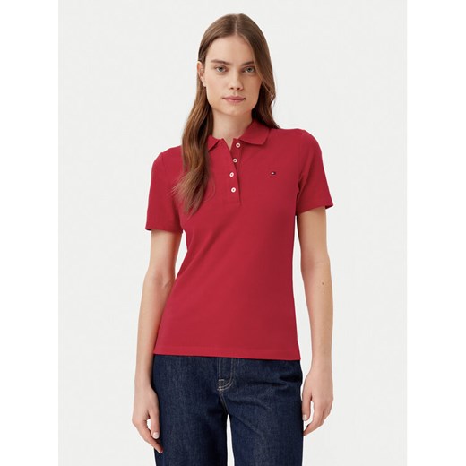 Tommy Hilfiger Polo 1985 WW0WW43225 Czerwony Slim Fit ze sklepu MODIVO w kategorii Bluzki damskie - zdjęcie 181103393