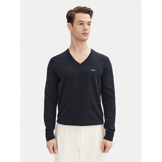 Aeronautica Militare Sweter 251MA1504L506 Granatowy Regular Fit ze sklepu MODIVO w kategorii Swetry męskie - zdjęcie 181103792