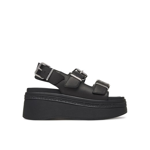 Tommy Jeans Sandały Tjw Wedge Sandal EN0EN02774 Czarny ze sklepu MODIVO w kategorii Sandały damskie - zdjęcie 181105754