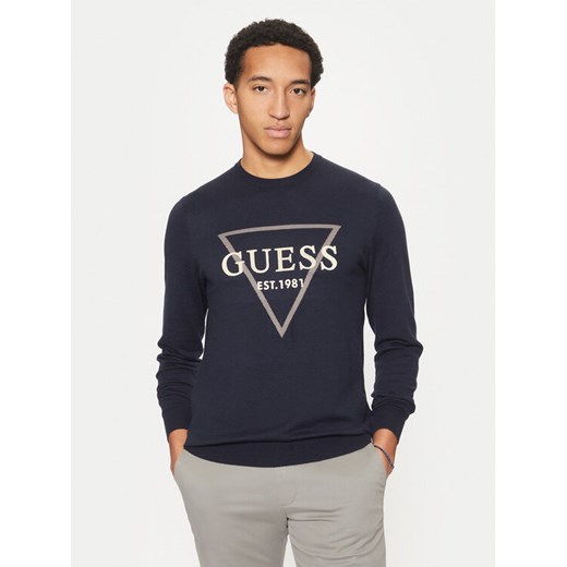 Guess Sweter M5RR02 Z3KI1 Granatowy Regular Fit ze sklepu MODIVO w kategorii Swetry męskie - zdjęcie 181109080